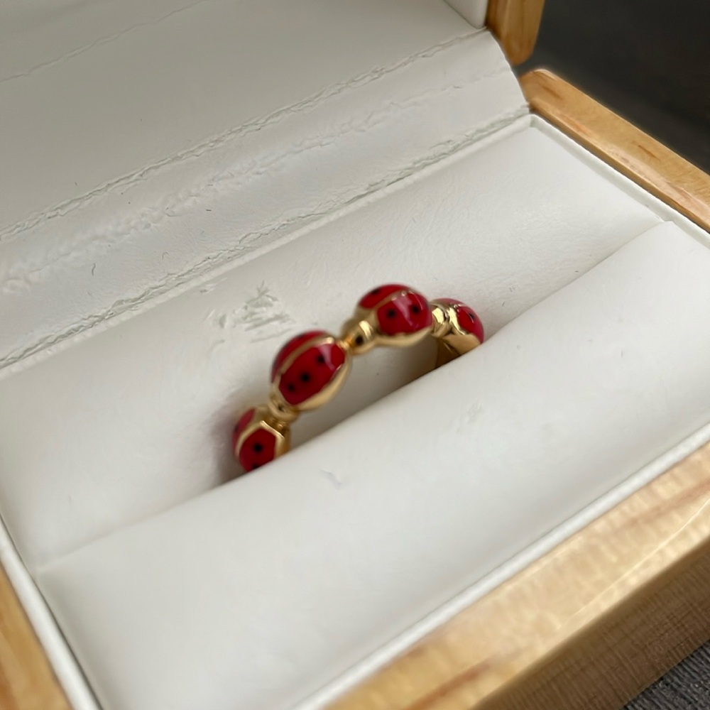 18k gold Aaron Basha enameled ladybug ring